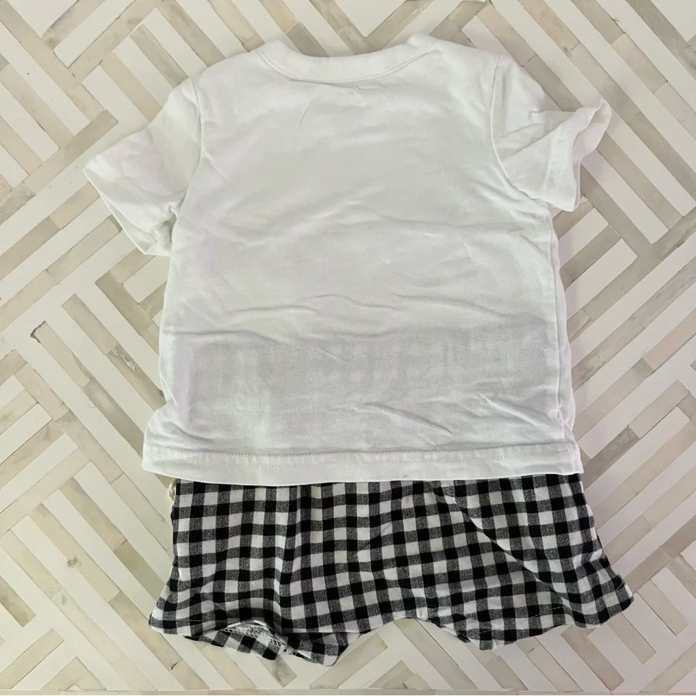 GAP Baby Hello World Onesie with Gingham Shorts, 3-6mo